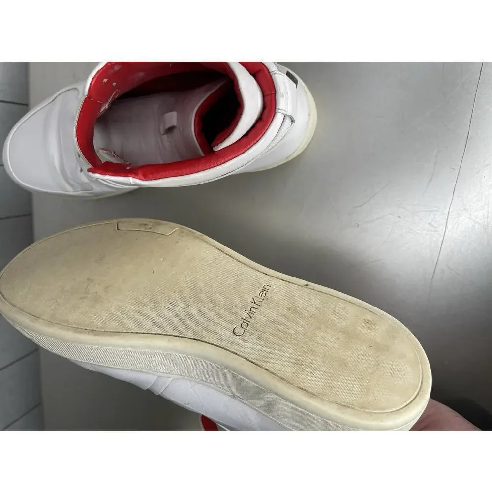 Calvin Klein Sneakers Navin Nappa Logo High Top White Black Size 10.5